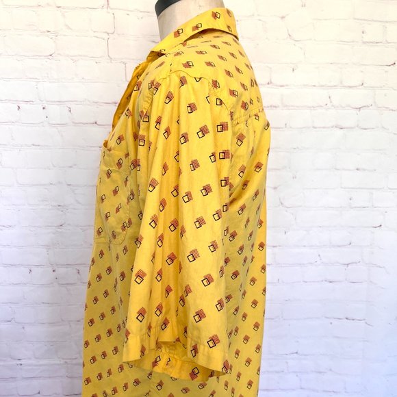 70's Retro Short Sleeve Shirt - Geometric Print - Size Large - Picture 4 of 9